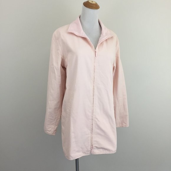 EILEEN FISHER Pink Italian Cotton Blend Lined Double Zipper Long Sleeve Jacket